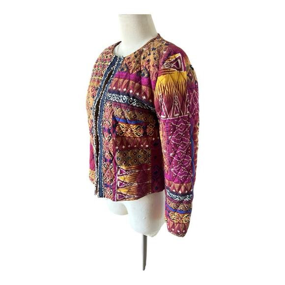 Ruby Rd  Womens Jacket Blazer  Open Front Yellow/Orange/Pink Quilted - Picture 2 of 8